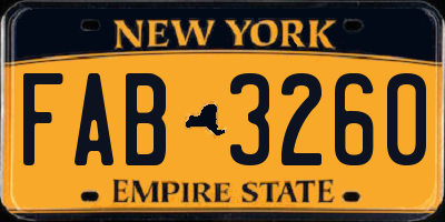 NY license plate FAB3260