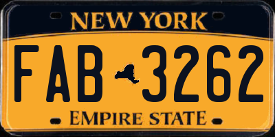 NY license plate FAB3262