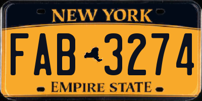 NY license plate FAB3274