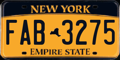 NY license plate FAB3275