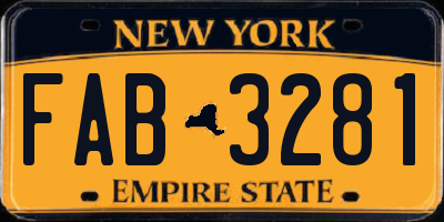 NY license plate FAB3281