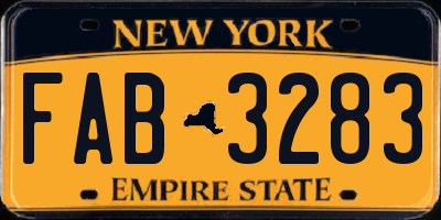 NY license plate FAB3283