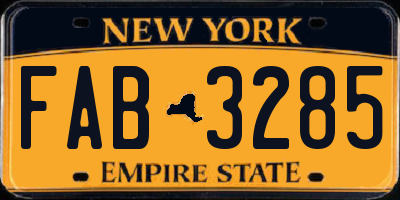 NY license plate FAB3285