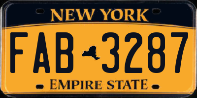 NY license plate FAB3287