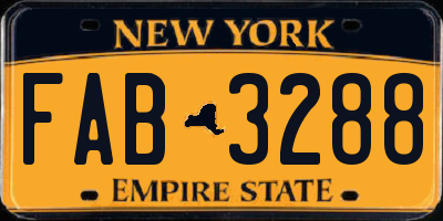 NY license plate FAB3288