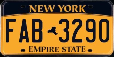 NY license plate FAB3290