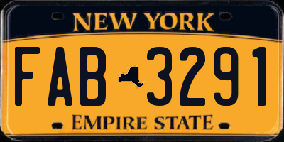 NY license plate FAB3291