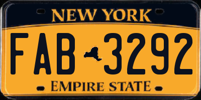 NY license plate FAB3292