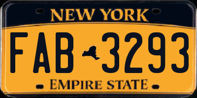 NY license plate FAB3293