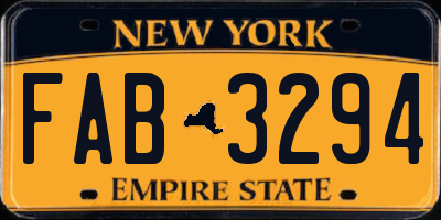 NY license plate FAB3294