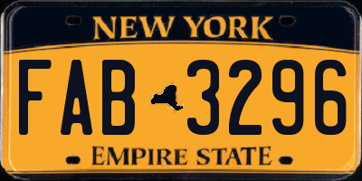 NY license plate FAB3296