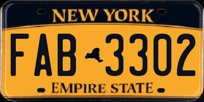 NY license plate FAB3302