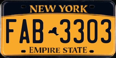 NY license plate FAB3303