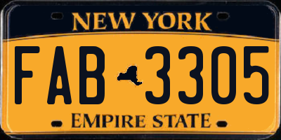 NY license plate FAB3305