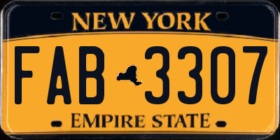 NY license plate FAB3307