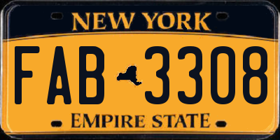 NY license plate FAB3308