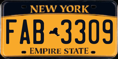 NY license plate FAB3309