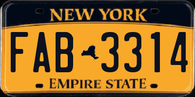 NY license plate FAB3314