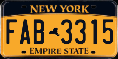 NY license plate FAB3315