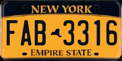 NY license plate FAB3316