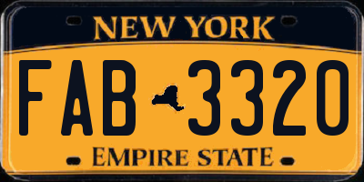 NY license plate FAB3320