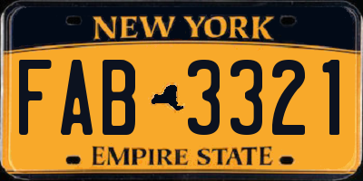 NY license plate FAB3321