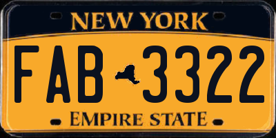 NY license plate FAB3322