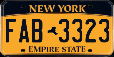 NY license plate FAB3323