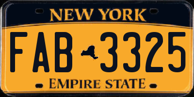 NY license plate FAB3325