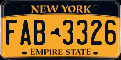 NY license plate FAB3326