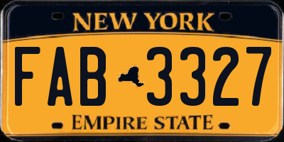 NY license plate FAB3327