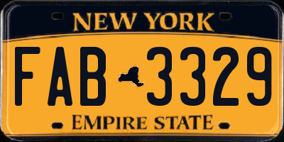 NY license plate FAB3329