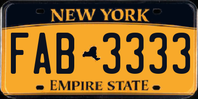 NY license plate FAB3333