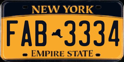 NY license plate FAB3334