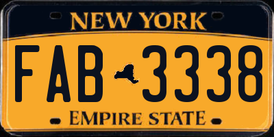 NY license plate FAB3338