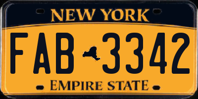 NY license plate FAB3342