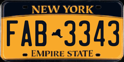 NY license plate FAB3343