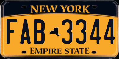 NY license plate FAB3344