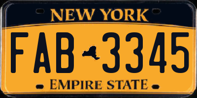 NY license plate FAB3345