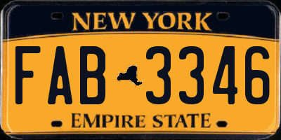 NY license plate FAB3346