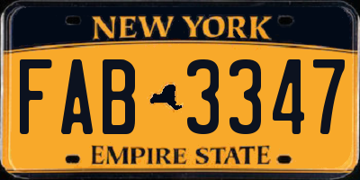 NY license plate FAB3347