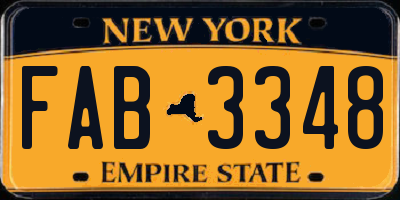 NY license plate FAB3348