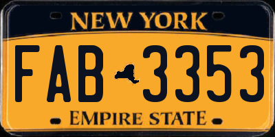 NY license plate FAB3353