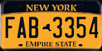 NY license plate FAB3354