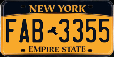 NY license plate FAB3355