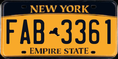 NY license plate FAB3361