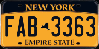 NY license plate FAB3363