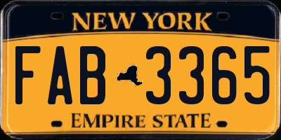 NY license plate FAB3365