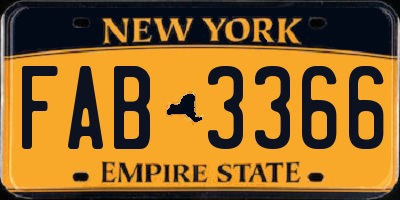 NY license plate FAB3366