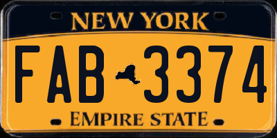 NY license plate FAB3374